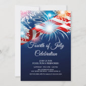 Moderne 4. Juli Feuerwerk Einladung (Vorderseite)