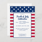 Moderne 4. Juli Rot Weiß und Blau Einladungspostkarte (Vorne/Hinten)