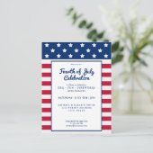 Moderne 4. Juli Rot Weiß und Blau Einladungspostkarte (Stehend Vorderseite)