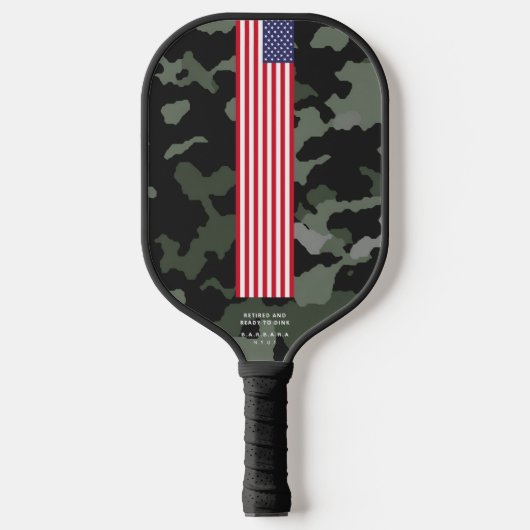 Moderne 4. Juli Sterne Streifen US-Fahne Camouflag Pickleball Schläger (Vorderseite)