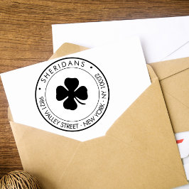 Moderne 4 Leaf Clover Family Rücksendeadresse Permastempel