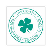 Moderne 4 Leaf Clover Family Rücksendeadresse Permastempel (Design)