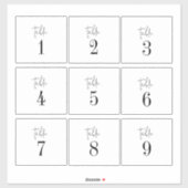 Moderne 4 x 3,5" Tischnummer Weinetiketten Aufkleber (Blatt)