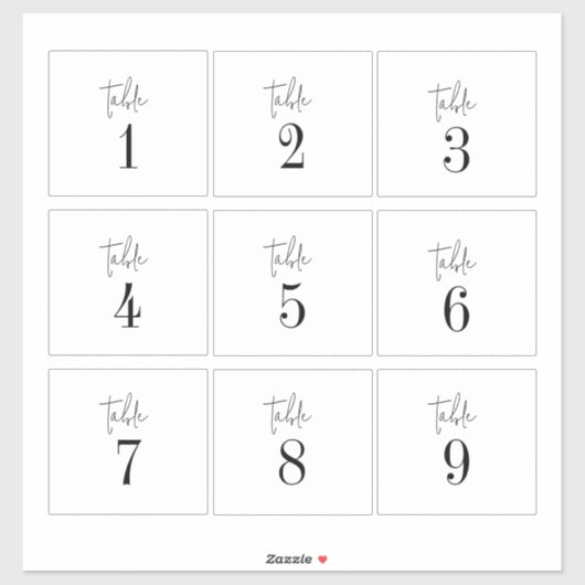 Moderne 4 x 3,5" Tischnummer Weinetiketten Aufkleber (Blatt)