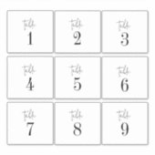 Moderne 4 x 3,5" Tischnummer Weinetiketten Aufkleber (Vorderseite)