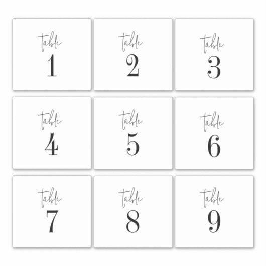 Moderne 4 x 3,5" Tischnummer Weinetiketten Aufkleber (Vorderseite)