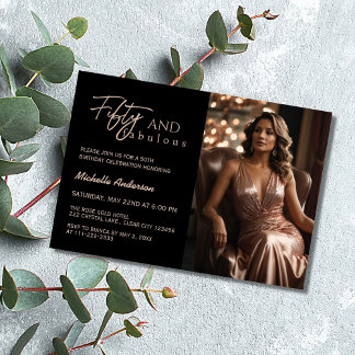 Moderne 50 & fabelhafte Foto Rose Gold 50. Geburts Einladung