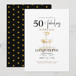Moderne 50 & fantastische schwarze Glamour-Geburts Einladung