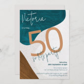 Moderne 50. Geburtstag Abstrakt Blue Einzigartig C Einladung (Vorne/Hinten)