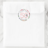 Moderne 50. Geburtstag Blush Pink Floral Wasserfar Runder Aufkleber (Tasche)