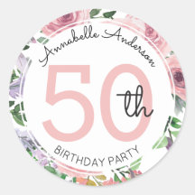 Moderne 50. Geburtstag Blush Pink Floral Wasserfar