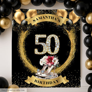 Moderne 50. Geburtstag Diamantziffern hohe Absätze Wandteppich