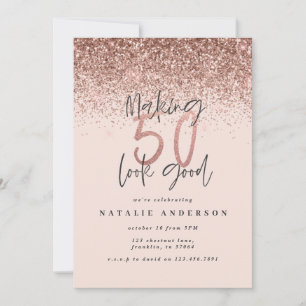 Moderne 50. Geburtstag schicke Typografie Rose Gol