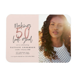 Moderne 50. Geburtstag schicke Typografie Rose Gol Magnet