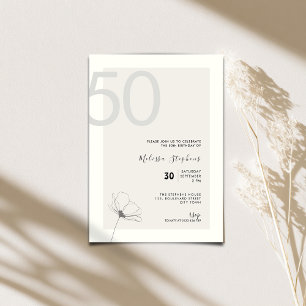Moderne 50. Geburtstagseinladung - Minimalistische Einladung