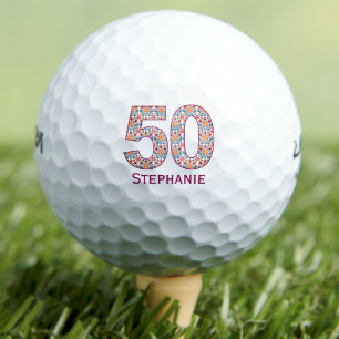 Moderne 50. Geburtstagsgolfbälle pinkfarbene Initi Golfball