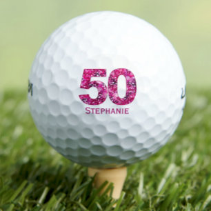 Moderne 50. Geburtstagsgolfbälle pinkfarbene Initi Golfball