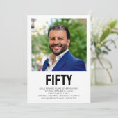 Moderne 50. Geburtstagsparty im Foto Einladung (Stehend Vorderseite)