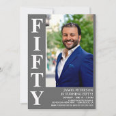 Moderne 50. Geburtstagsparty im Foto Einladung (Vorderseite)
