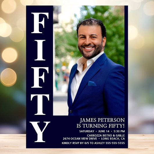Moderne 50. Geburtstagsparty im Foto Einladung