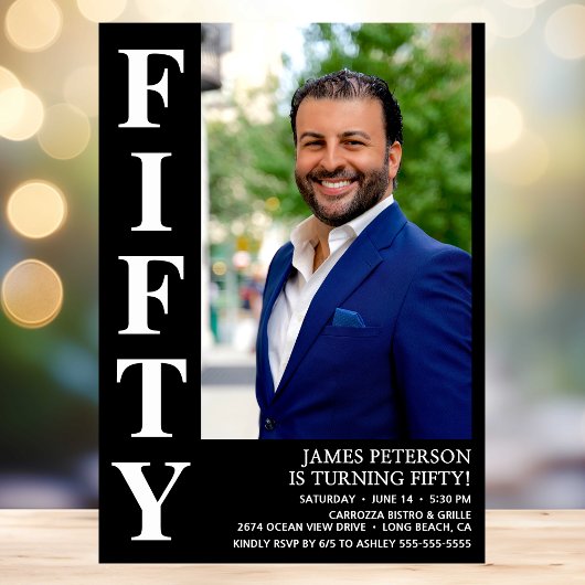 Moderne 50. Geburtstagsparty im Foto Einladung