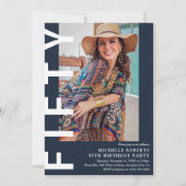 Moderne 50. Geburtstagsparty im Foto Einladung (Vorderseite)