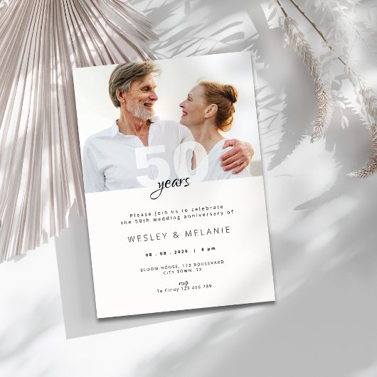 Moderne 50. Hochzeitstag mit Foto Einladung
