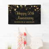 Moderne 50-jährige Jubiläumsstars Black and Gold Banner (Insitu)