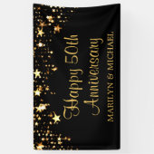 Moderne 50-jährige Jubiläumsstars Black and Gold Banner (Vertikal)