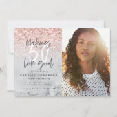 Moderne 50. Rose Gold Glitzer und Marmor (Vorderseite)