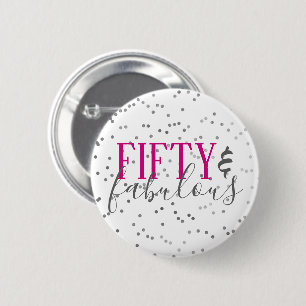 Moderne 50 und fabelhafte Geburtstagsknopf Confett Button
