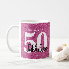 Moderne 50 und fabelhafte Pink Sparkle Geburtstags Kaffeetasse