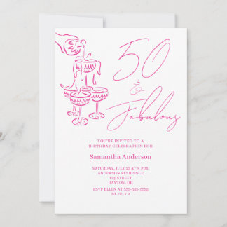 Moderne 50 und fantastische rosa 50. Geburtstagsfe Einladung