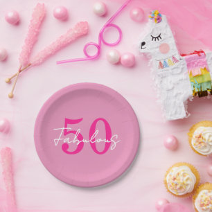 Moderne 50 und fantastische rosa 50. Geburtstagsfe Pappteller