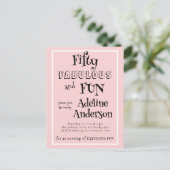 Moderne 50 und fantastische rosa 50. Geburtstagsfe Postkarte (Stehend Vorderseite)