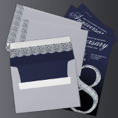 Moderne 53. Hochzeitstag Diamant Silber Navy Blau Einladung