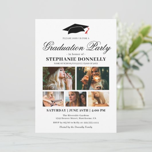 Moderne 5-Bildschreiberpartei Einladung (Stehend Vorderseite)