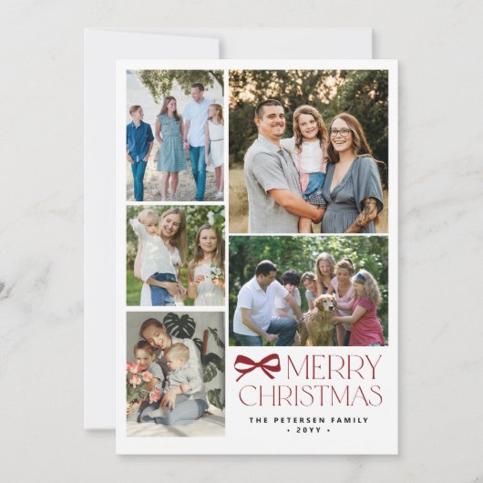 Moderne 5 Foto Collage Frohe Weihnachten (Vorderseite)