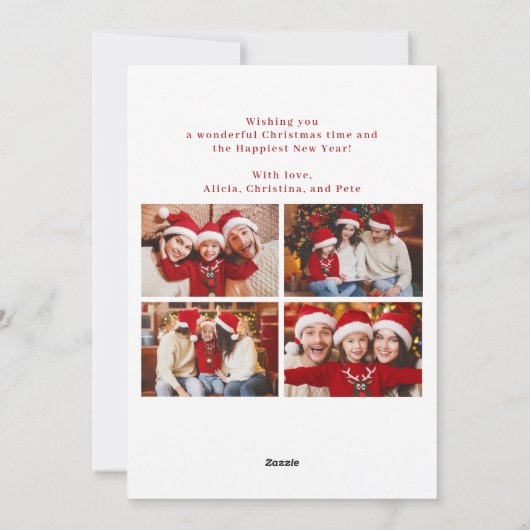 Moderne 5 Foto Collage Frohe Weihnachten (Rückseite)