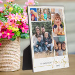 Moderne 5 Foto Collage Gold Familienname Fotoplatte<br><div class="desc">Moderne Collage-Plakette aus 5 Fotos,  um mit 5 Bildern und Familiennamen zu personalisieren. Das ist ein tolles Urlaubsgeschenk für die Familie.</div>