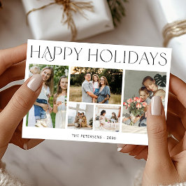 Moderne 5 Foto Collage Happy Holidays Weihnachten