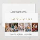 Moderne 5-Foto-Collage Neujahrsgruß Feiertagskarte (Vorne/Hinten)