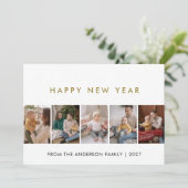 Moderne 5-Foto-Collage Neujahrsgruß Feiertagskarte (Stehend Vorderseite)