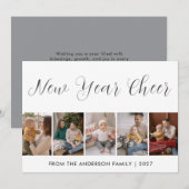 Moderne 5-Foto-Collage Neujahrsjubel Feiertagskarte (Vorne/Hinten)