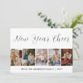 Moderne 5-Foto-Collage Neujahrsjubel Feiertagskarte (Stehend Vorderseite)