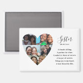 Moderne 5-Foto-einfache Schrift Schwester Geschenk Magnet (Vorderseite/Rückseite)