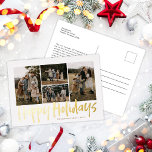 Moderne 5-Foto-Feiertage Folien Feiertagspostkarte<br><div class="desc">Die moderne Lettering Five Foto Happy Holidays Foil Holiday Postcard verfügt über vier Fotos vorne und bietet Platz für Ihre längere Nachricht auf der Rückseite.</div>