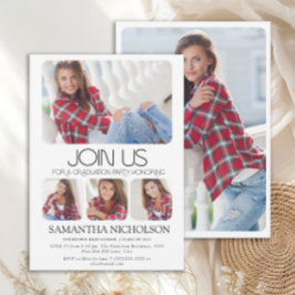 Moderne 5-Foto-Graduierungspartei Sleek Einladung