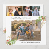 Moderne 5 Foto Happiest Holidays Weihnachten Holly (Vorne/Hinten)