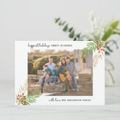 Moderne 5 Foto Happiest Holidays Weihnachten Holly (Stehend Vorderseite)